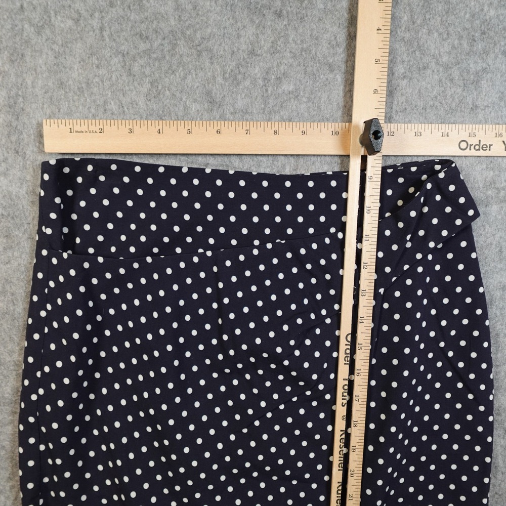 Judith Charles Skirt Womens 6 Pencil Midi Faux Wrap Navy White Polka Dot Office - Picture 2 of 9